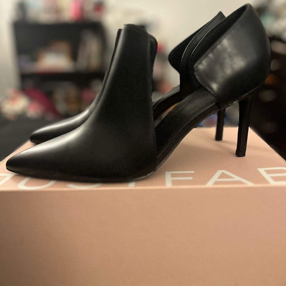 JustFab Black Samantha Covered D’Orsay Pump